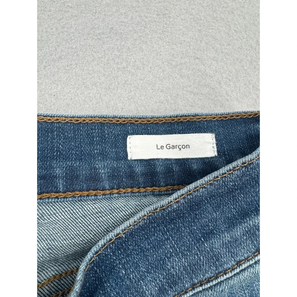 FRAME Le Garcon Slim Boyfriend Jeans Womens 29 (31x29) Azure Blue Distressed